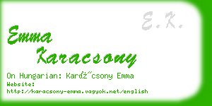 emma karacsony business card